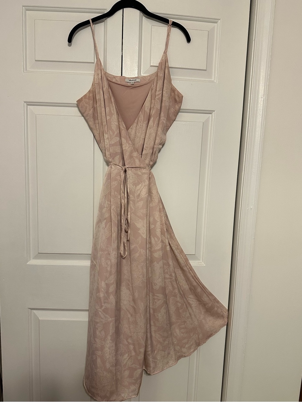 Madewell Blush Pink Floral Midi Wrap Dress 14-16